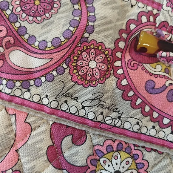 🤍Vera Bradley Pink Paisley Gray Medium Tote Bag - Picture 2 of 6